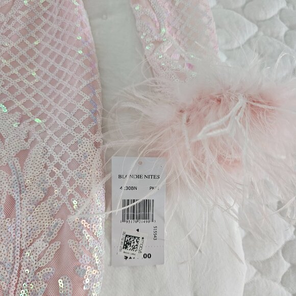 Blondie nites pink iridescent feathers dress - Picture 3 of 4